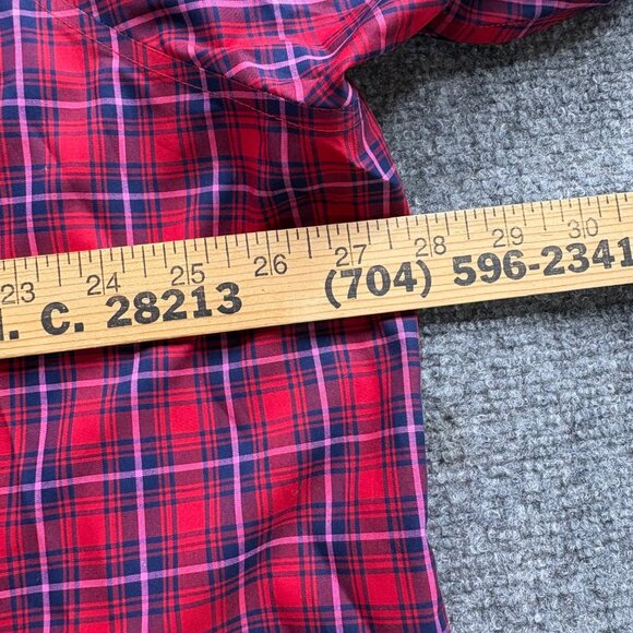 Lands End Shirt Womens 26W Red Blue Plaid No Iron Supima Cotton Button-Down - Picture 10 of 13